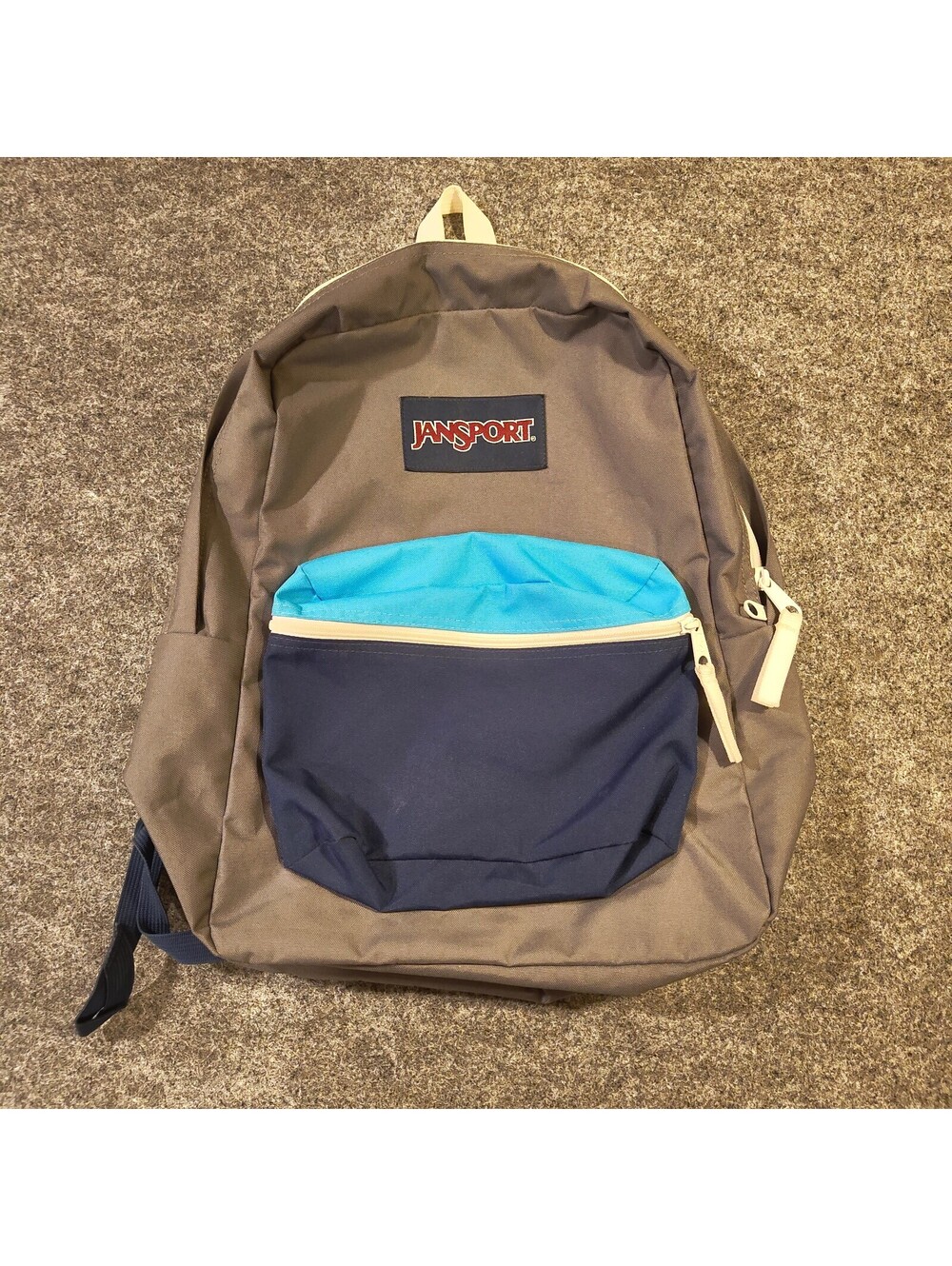 JanSport Gray Blue Colorblock Backpack School Bookbag Daypack